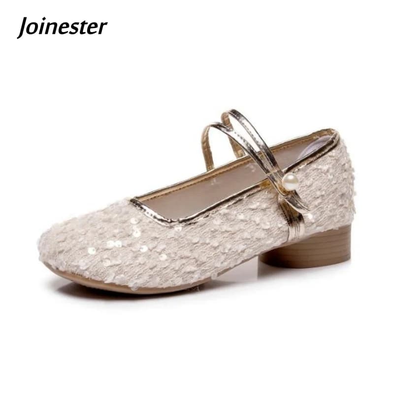 Air Mesh Sequins Mary Jane Dress Shoe for Lady Chunky Heel Pure Color Elegant Party Footwear Women Fashion Pumps