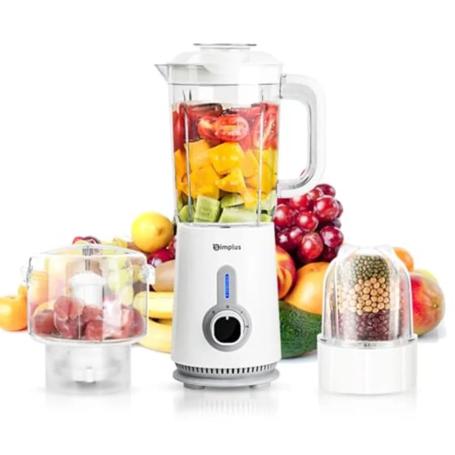 Frullatore da 42oz per Smoothie con Processore per Alimenti da 2 Tazze e Tritatutto per Verdure da 1 Tazza, Frullatori ad Alta Velocità con 2 Velocità e Pu