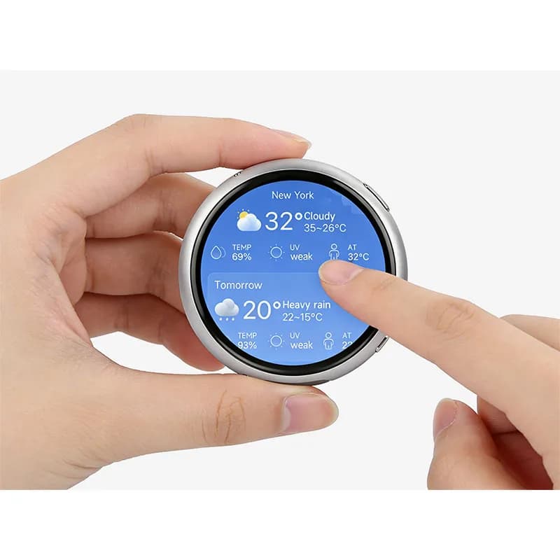 ESP32-S3 1.75" AMOLED Round Touch Display | 466x466 Resolution | Aluminum Case & Dual Mic Array | Portable Smart HMI IoT Board