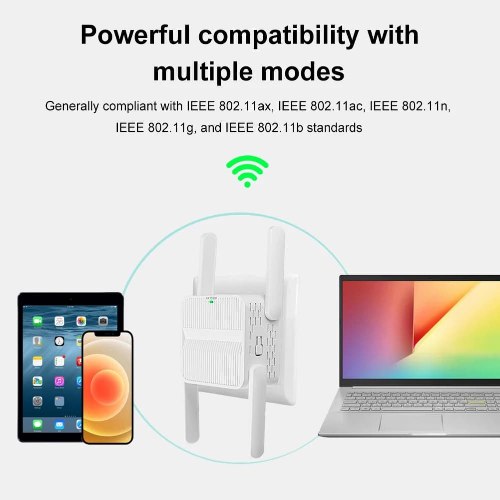Ripetitore WiFi 6 Extender 1500Mbps con Porta Ethernet, Amplificatore di Segnale Wi-Fi a Lungo Raggio, Facile da Configurare