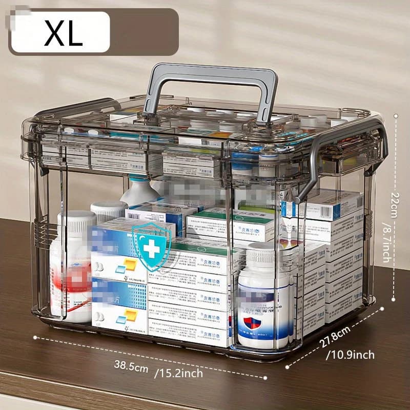 Scatola Trasparente Impermeabile per Medicinali e Pronto Soccorso - Contenitore a Doppio Strato in Plastica PP con Coperchio Rettangolare, per Emergenze