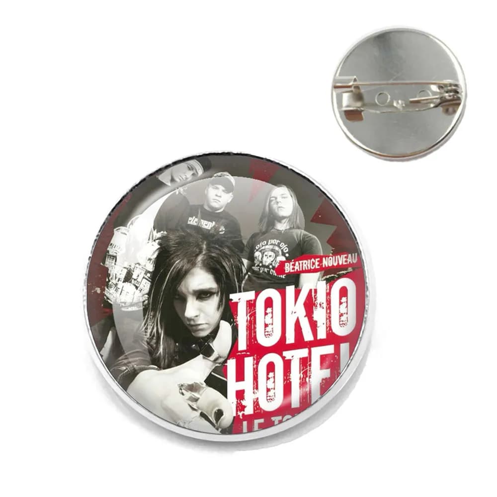 Pop Retro Rock Band Tokio Hotel Bill Kaulitz Band Hot Music Songer Spilla in vetro Spilla per gioielli Distintivo Decorazione Kawaii Regalo