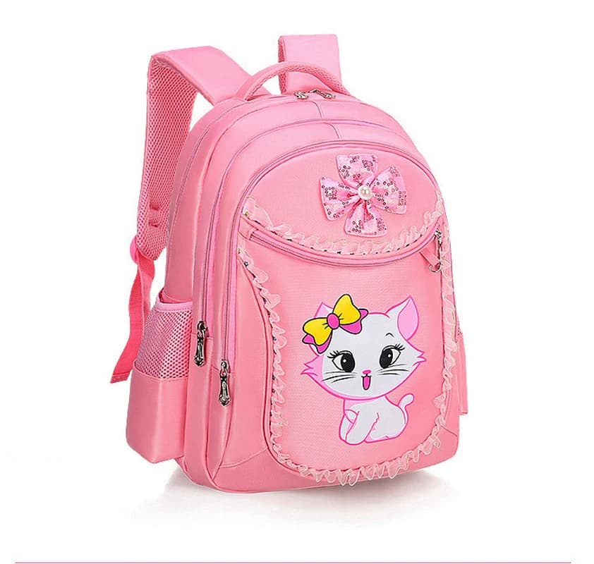 Zaino per ragazza per bambini con gatto rosa Zaino per scuola per bambini Bowknot Zaino per cartoni animati Zaino per ragazza della scuola materna della principessa carina