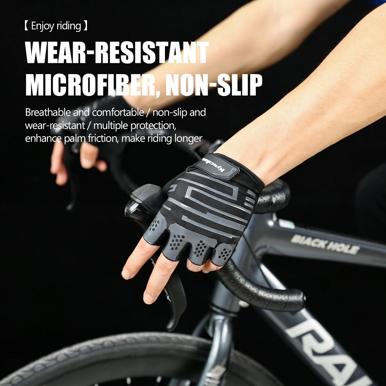 Men's Cycling Gloves, Mid-Size, Breathable, for Open Sports, Cycling, Fitness, Gym, Training, with Quick Hook, Anti-Slip Silicone Print