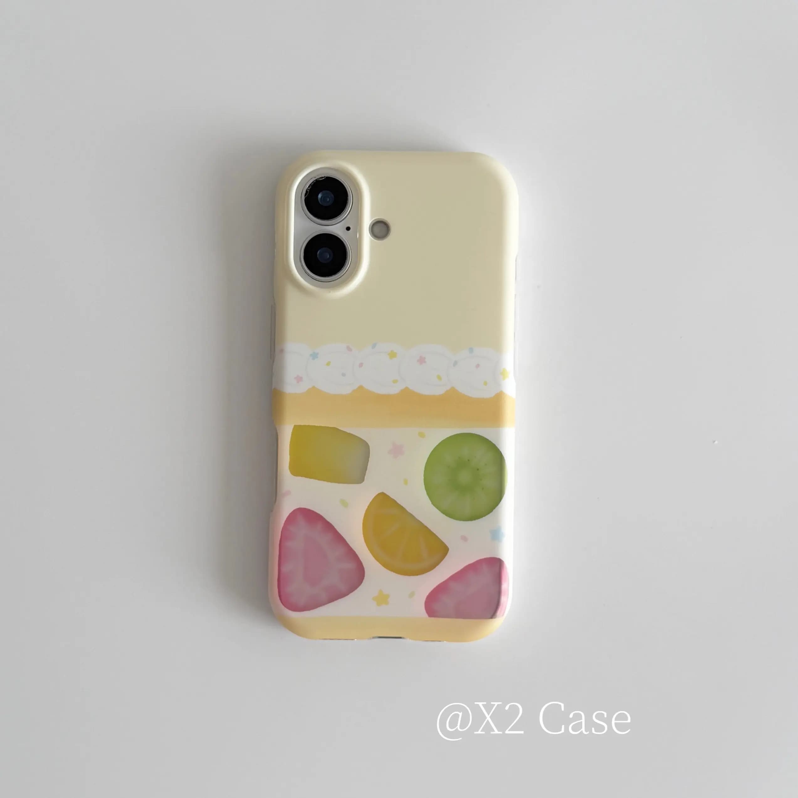 Cream Fruit Strawberry Cake Korea Phone Case For iPhone 17 Air 16 15 14 13 12 11 Pro Max Plus Y2K Anti Fall Cover Ins Advanced