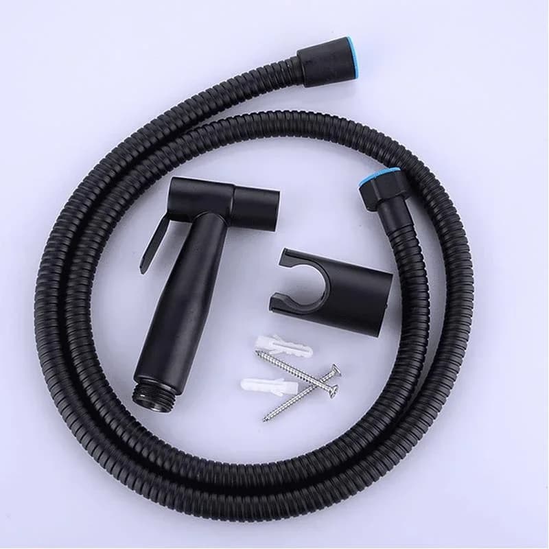 Rubinetto per bidet WC Spruzzatore portatile nero Set di spruzzatori per bidet a mano per bagno in acciaio inossidabile Tubo flessibile per WC Soffione doccia autopulente