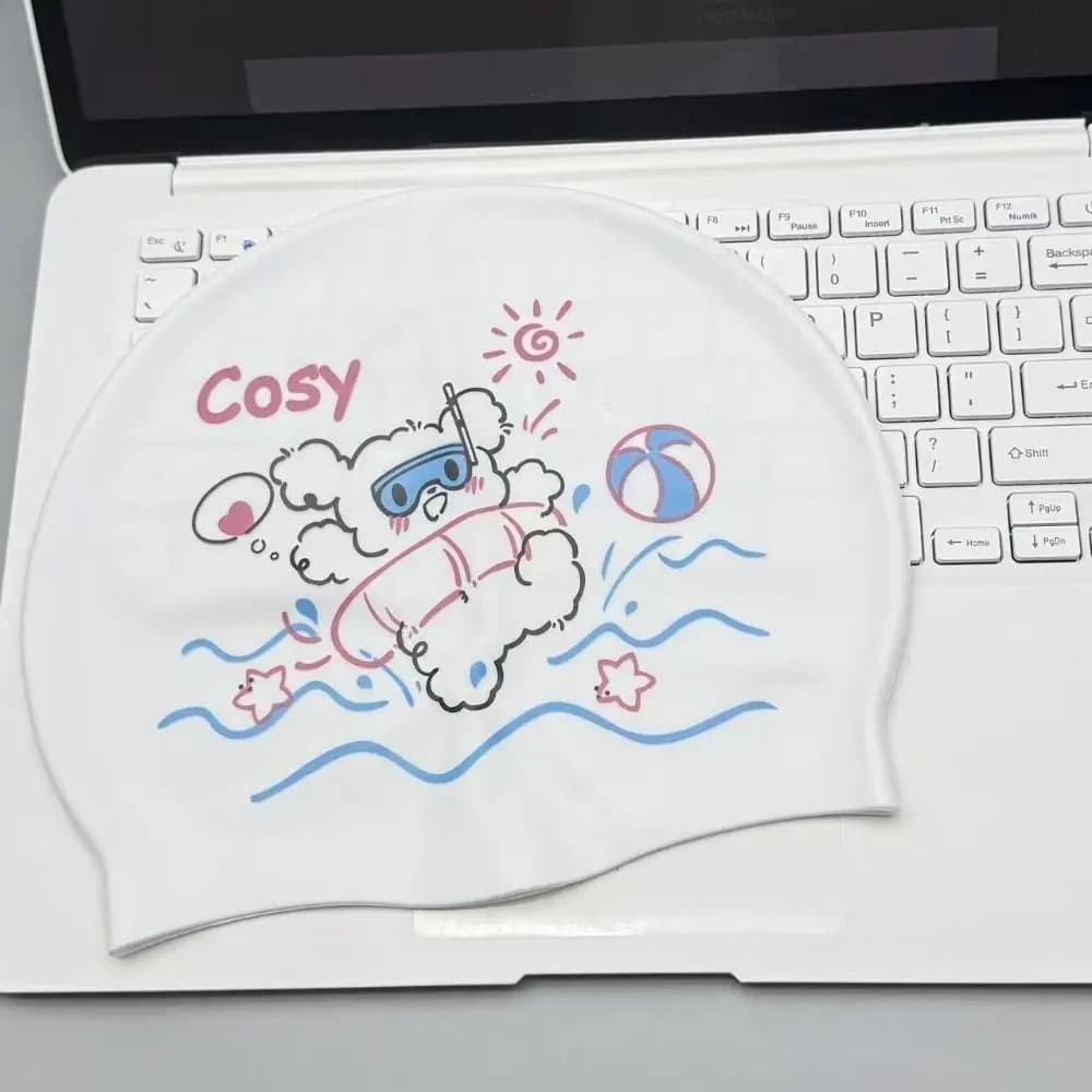 Cartoon Swimming Caps Comfortable Ear Protection Silicone Swim Caps Waterproof No Tightening Cat Swim Caps Pool Accessories