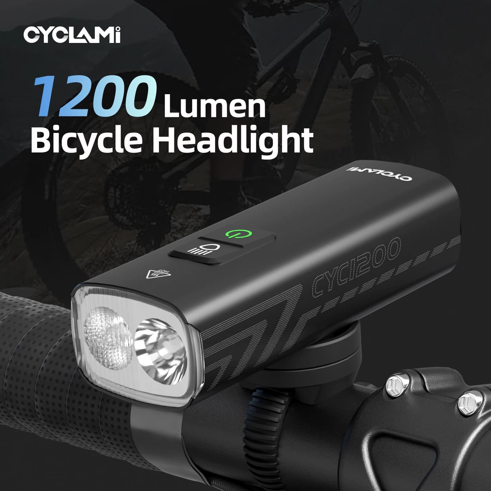 CYCLAMI MTB Lampada anteriore per bici da strada 1200 2000 lumen 4500mAh Luce impermeabile Avvertimento Faro di inondazione grandangolare