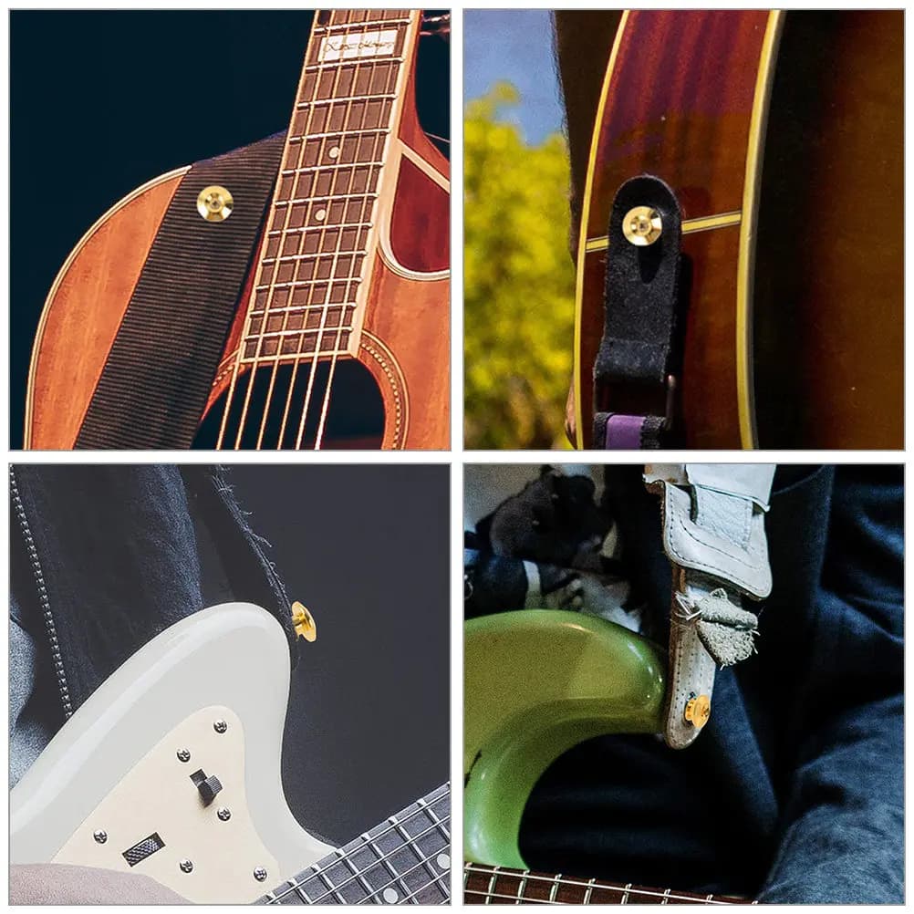 4 Pezzi Bloccacinghie per Chitarra in Metallo Resistente, Fissaggio Sicuro, Protezione Antiscivolo per Chitarra Acustica, Elettrica, Basso, Ukulele