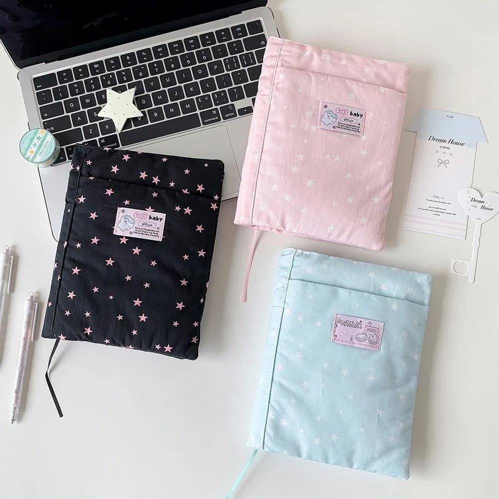 Multi-purpose Star Print Book Sleeve Portable Notebook Storage Pouch Notebook Protector A5 Notebook & Planner