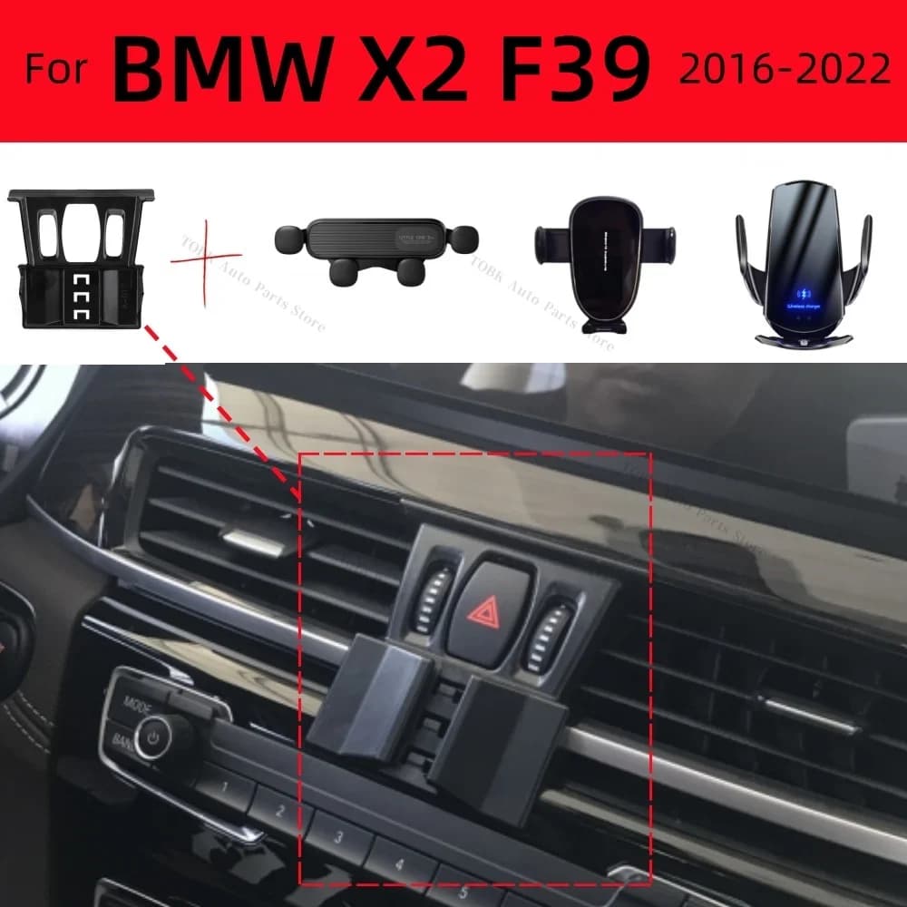 Car Phone Holder Strong Special Fixed Bracket Base For BMW X2 F39 2016-2022 15W Wireless Charging Adjustable Cars Accessories