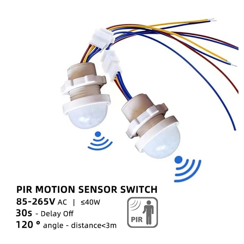 Mini LED Light Switch PIR Sensor Detector Smart Switch 110V 240V PIR Infrared Motion Sensor Switch Indoor On/Off With Adjustment