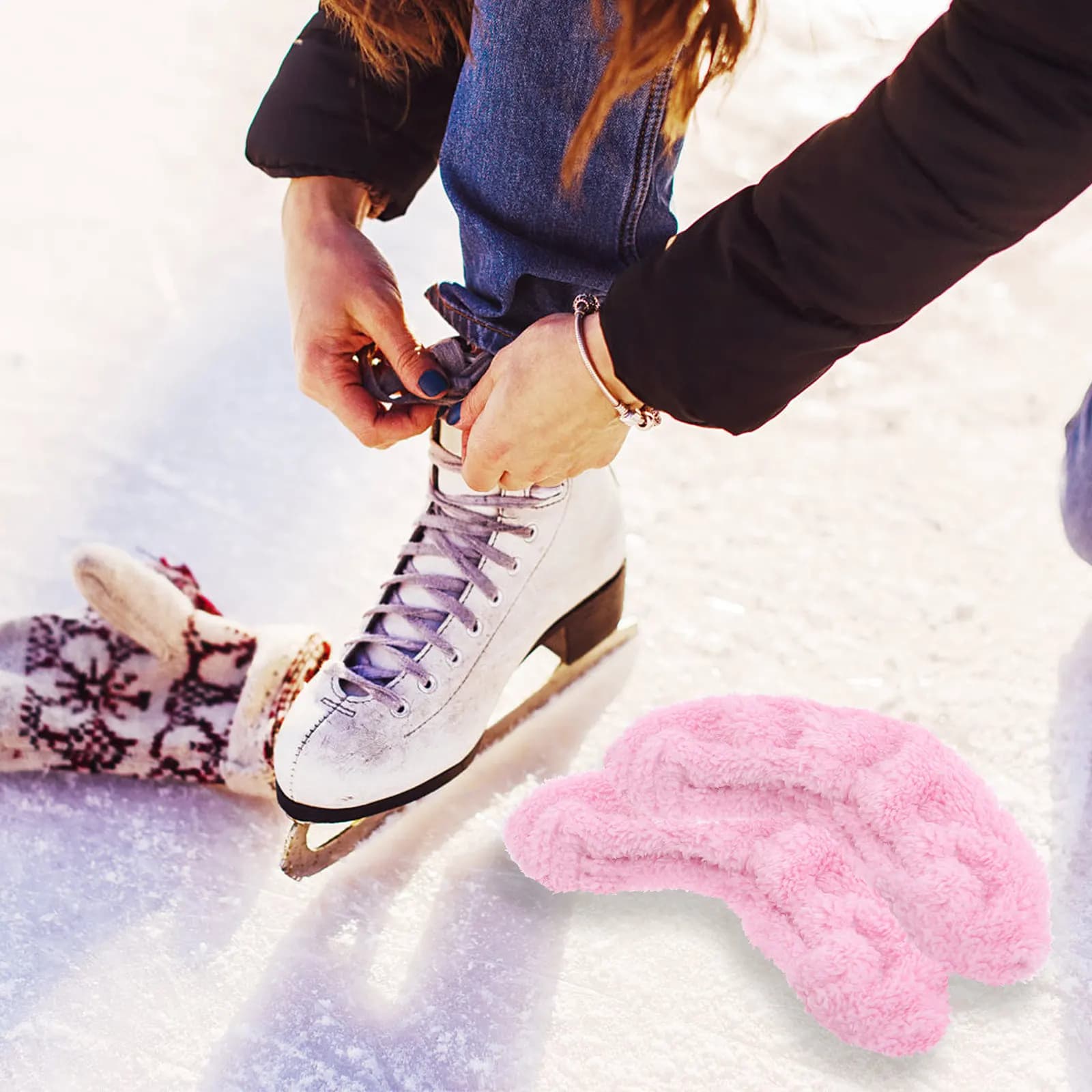 Copertura Elastica per Pattini da Ghiaccio Rosa, Super Assorbente, Protezione per Pattini da Hockey e Pattini Artistici