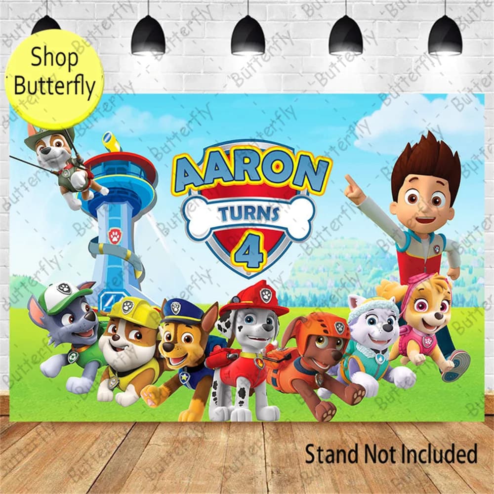 Marshall Chase Rescue Fire Dog Paw Patrol Capitan Ryde Everest Skye Sfondo Ragazzi Festa di compleanno Baby Shower Sfondo Banner