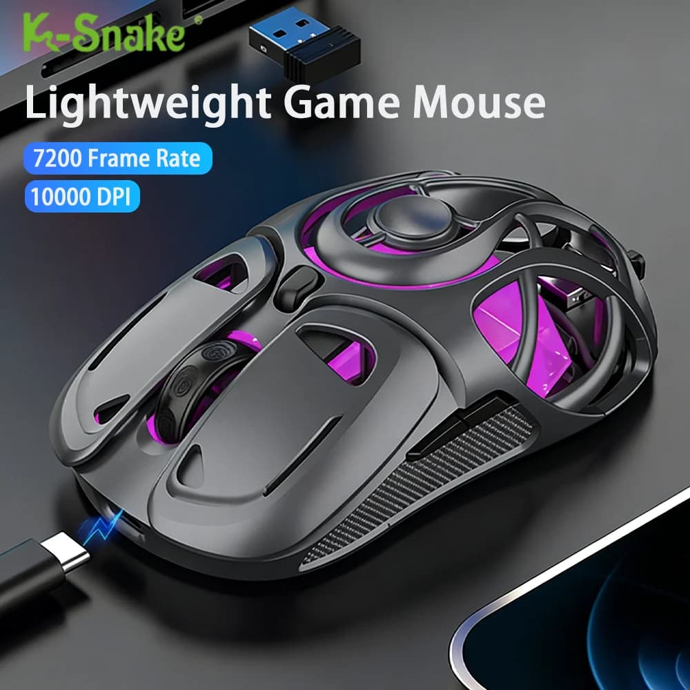 Gaming Mouse K-Snake Tri-mode Width/Wireless 2.4GHz/BT with Bluetooth, Lightweight and For Laptop, Desktop and Office