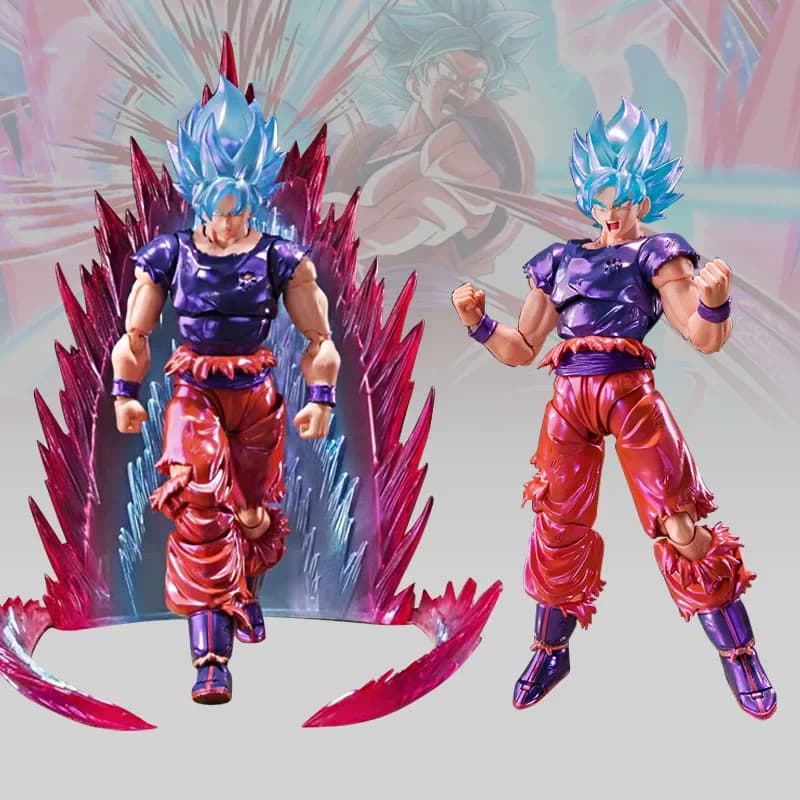 Anime Dragon Ball Z SHF Kaiouken Blue Son Goku Action Figure Articolata da Collezione 17cm