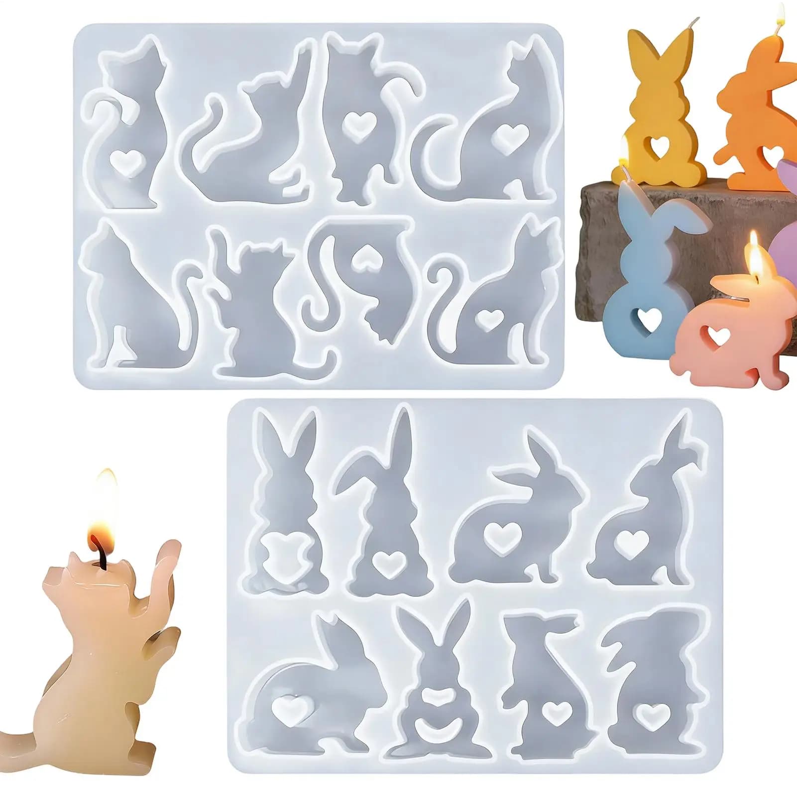 Easter Love Little Rabbit Candle Ornament Silicone Mold DIY Gypsum Aromatherapy Cute Home Decorative Resin Mold Handicrafts