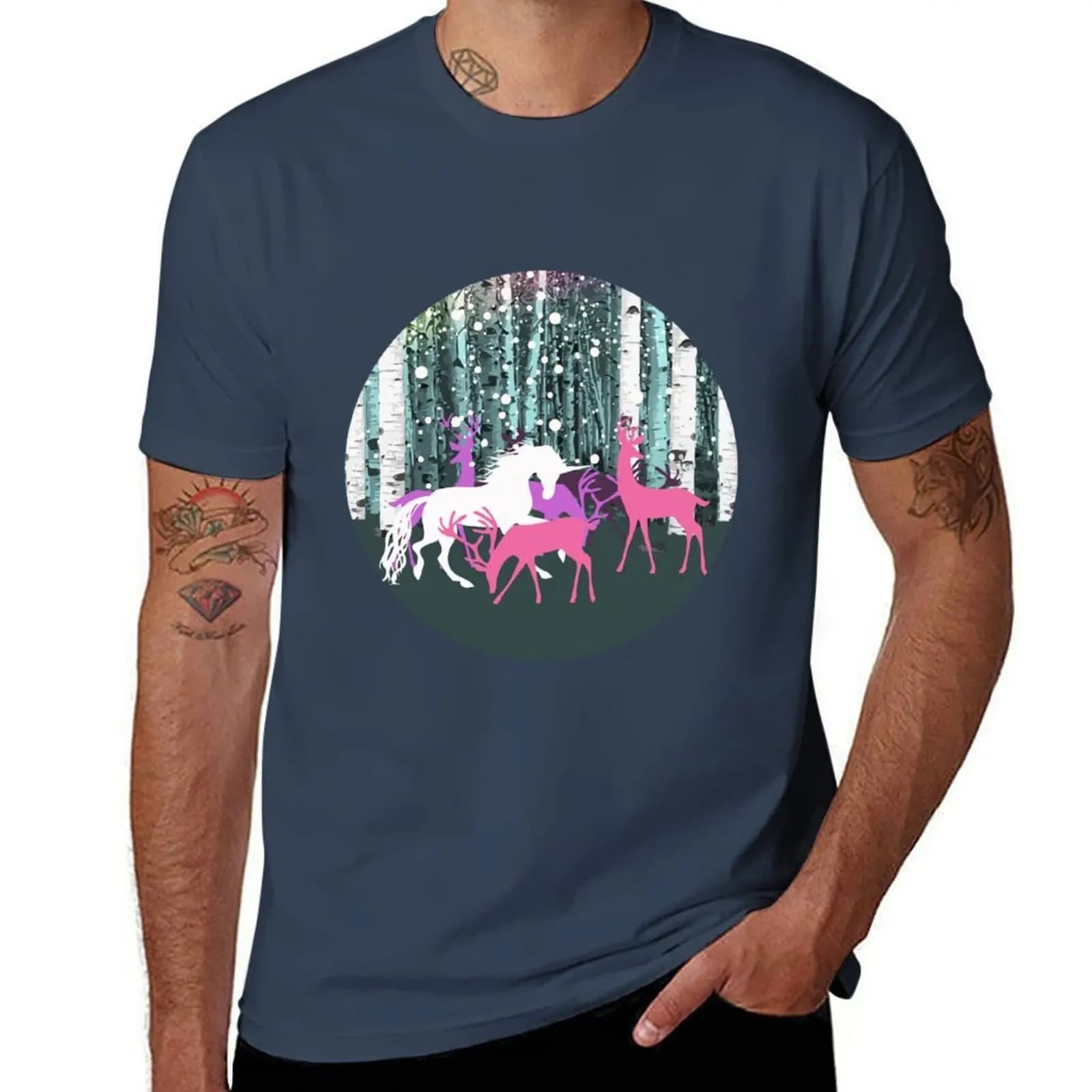 Unicorno e cervo nella foresta, perfetti per puzzle, puzzle per bambini, piumini, coperte, tende da doccia, tappetini da scrivania, t-shirt