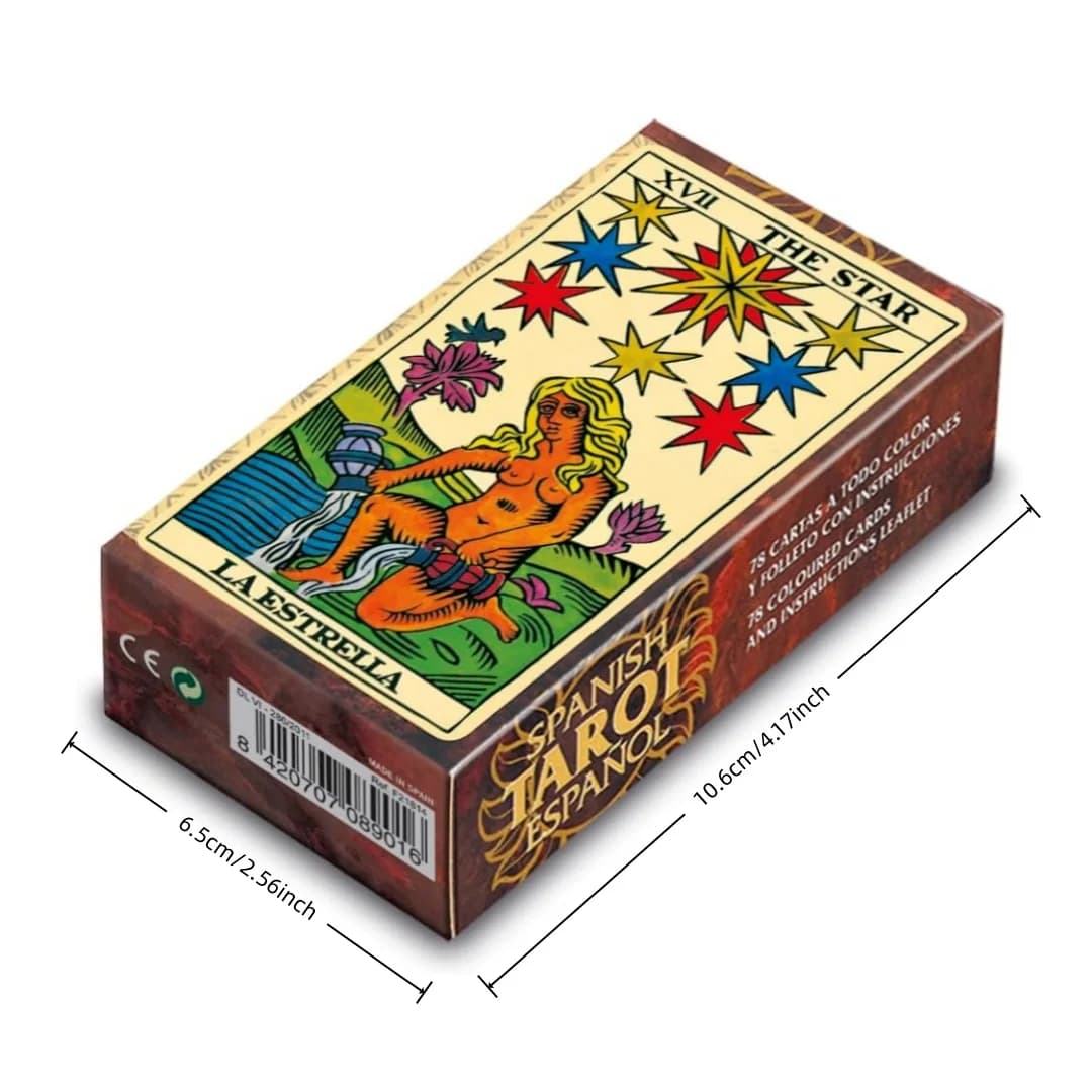 Set di 78 Carte dei Tarocchi di Marsiglia Classici, Arcani Maggiori a Tema Stella, Versione Spagnola, Gioco da Tavolo, Set di Carte per Divinazione