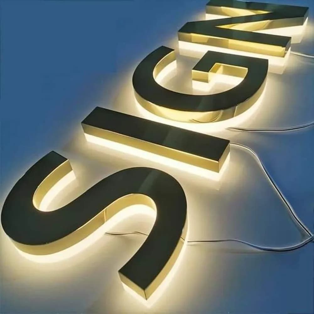 Stainless Steel LED Backlit Letters, 3D Letter Sign, Storage Front Illuminated Advertising Numbers, Custom Backlit Sign