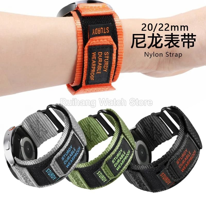 Cinturino per Orologio in Nylon con Velcro a Sgancio Rapido Stile Lettera 20 22mm per Huawei Ticwatch1/pro, Traspirante e Resistente all'Usura