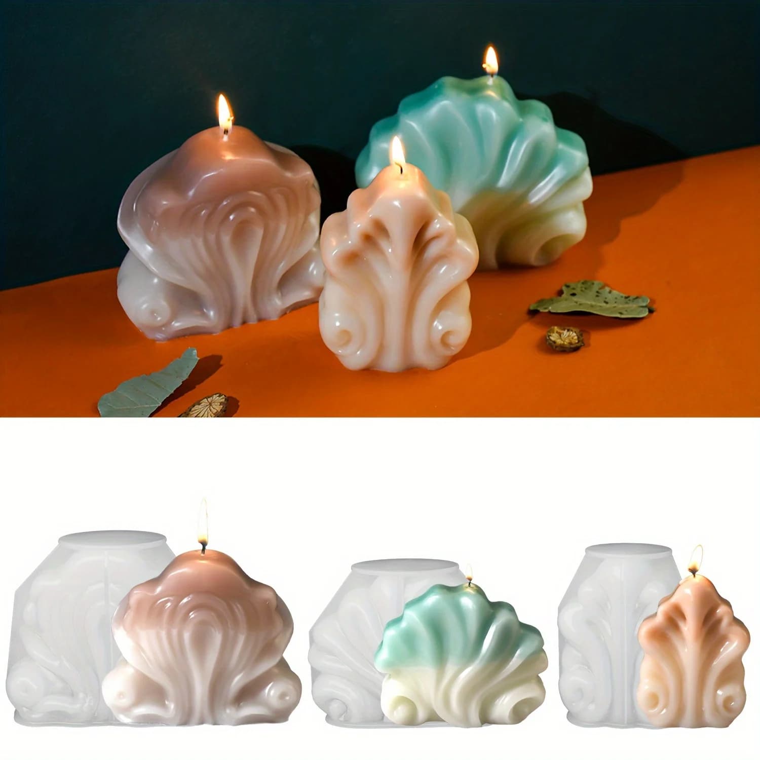 Candela a conchiglia fai-da-te Stampo in silicone Candeliere per aromaterapia Decorazione creativa fatta a mano con capesante