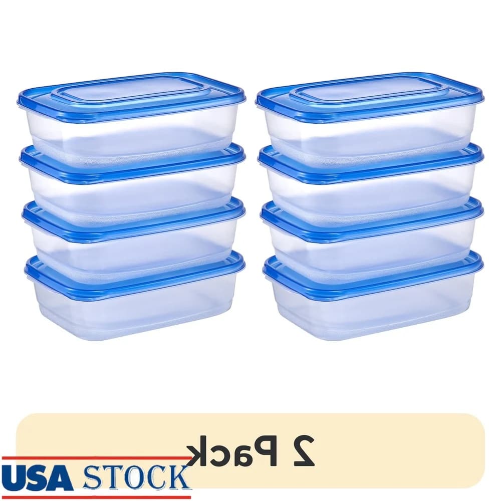 Confezione da 2 contenitori in plastica per alimenti da 5,23 tazze impilabili senza BPA, coperchi facili da aprire, preparazione dei pasti, scatola per il pranzo, organizzazione