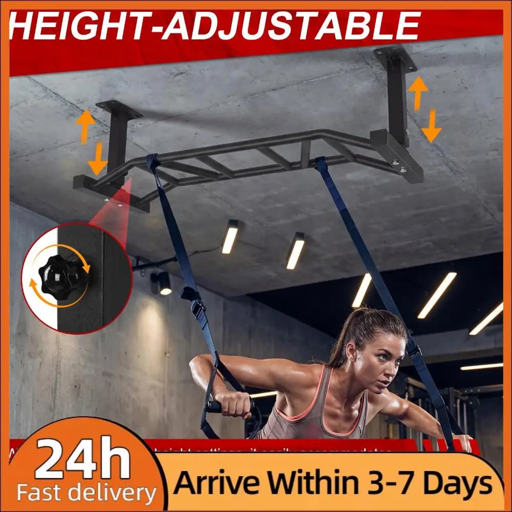 47 inch ceiling bar, adjustable height and supports up to 600 pounds, fitness training bar for upper body, home gym equipment