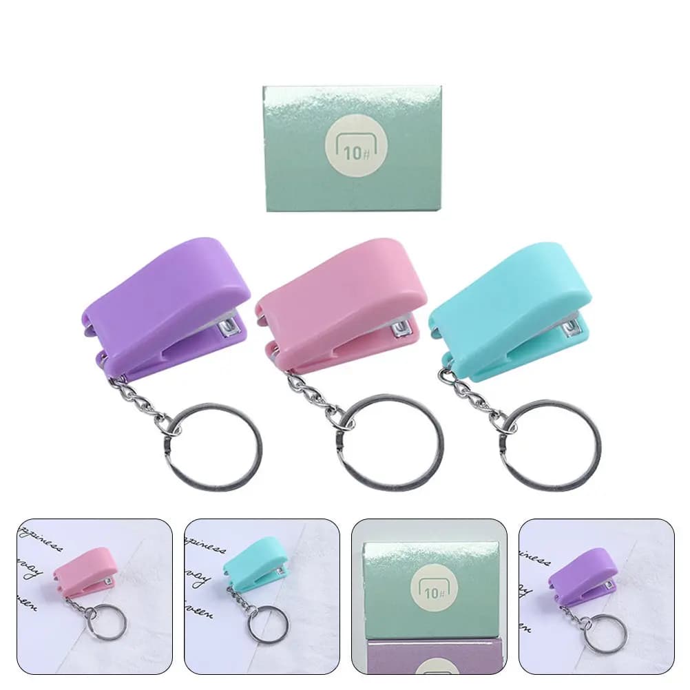 Set Mini Graffettatrice Portachiavi, Leggera e Portatile, Squisita Piccola Graffettatrice Pendente per Forniture da Ufficio, Scuola, Casa, Strumento di Rilegatura