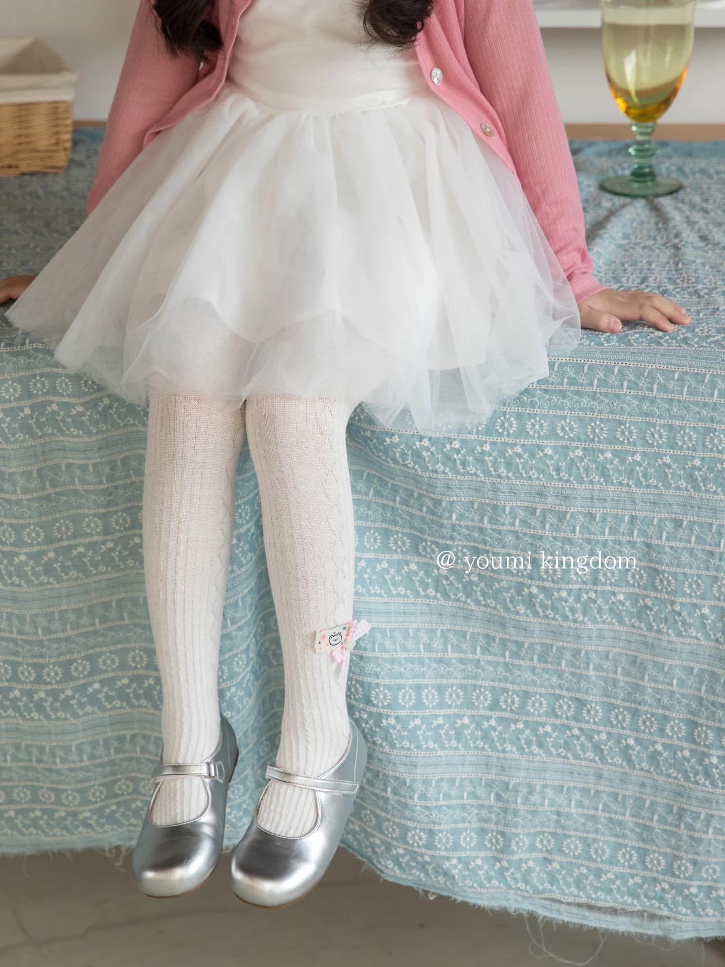Collant in maglia rosa per ragazze, con stampa carina, traspiranti ed elasticizzati, con design adorabile, perfetti per l'outfit quotidiano