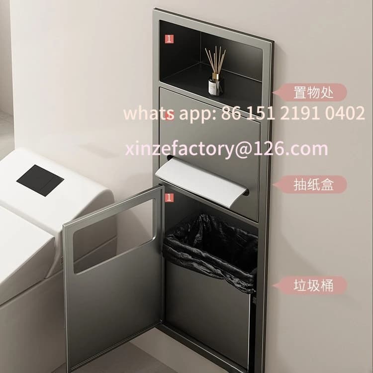 Pattumiera per WC di nicchia incorporata personalizzabile, bellissimo contenitore decorativo con porta