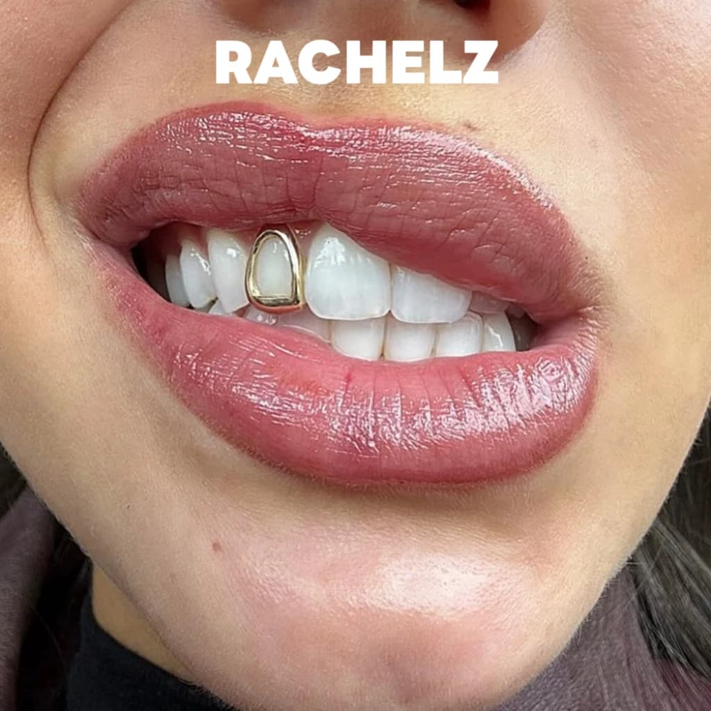 RACHELZ Hip Hop Singolo Classico Denti Cavi Grillz Semplice 3 Colori Lucidi Tappi per Denti Donna Uomo Gioielli Halloween Cosplay Regalo