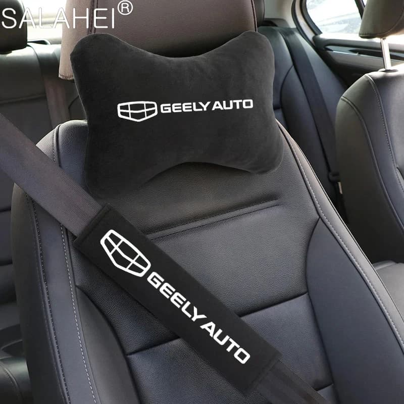 Car Neck Pillows Protector Shoulder pad Men's Ladies Leather For Geely geometry C Atlas pro Tugella Coolray gc6 Emgrand ec7 x7