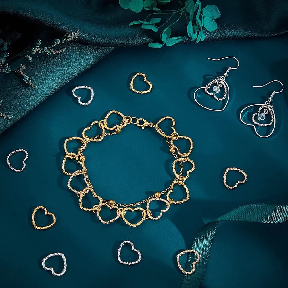 320 Pezzi Anelli a Forma di Cuore per Creazione di Gioielli, Fai-da-Te, Connettori in Metallo, Kit per Realizzazione di Orecchini