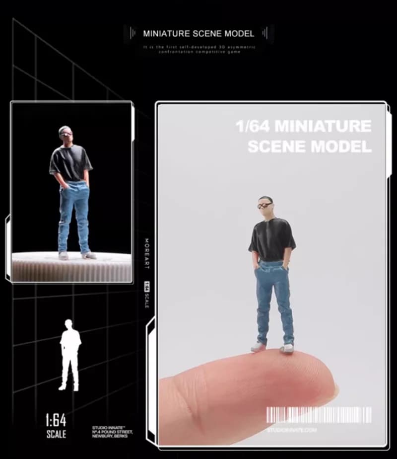 Modello in scala 1:64 1 pezzo da uomo in resina con maniche corte e occhiali da sole Bello ragazzo Action Figure Doll Display accessorio scena fai da te