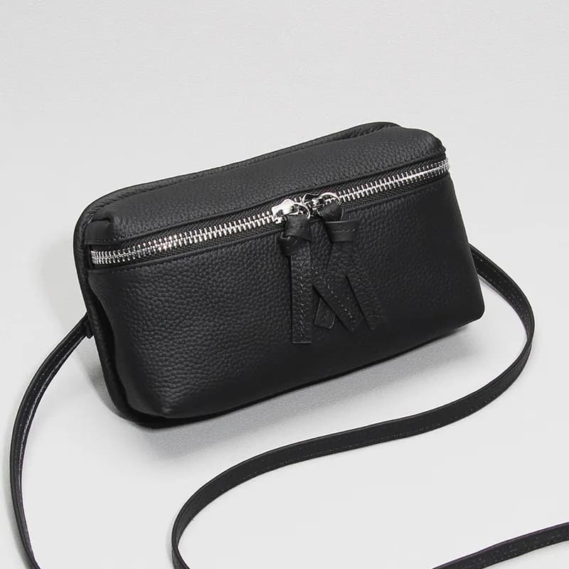 Brand Women Phone Wallet Genuine Leather Shoulder Messenger Bag Female Clutches Purse Light Weight Small Crossbody Bag Black