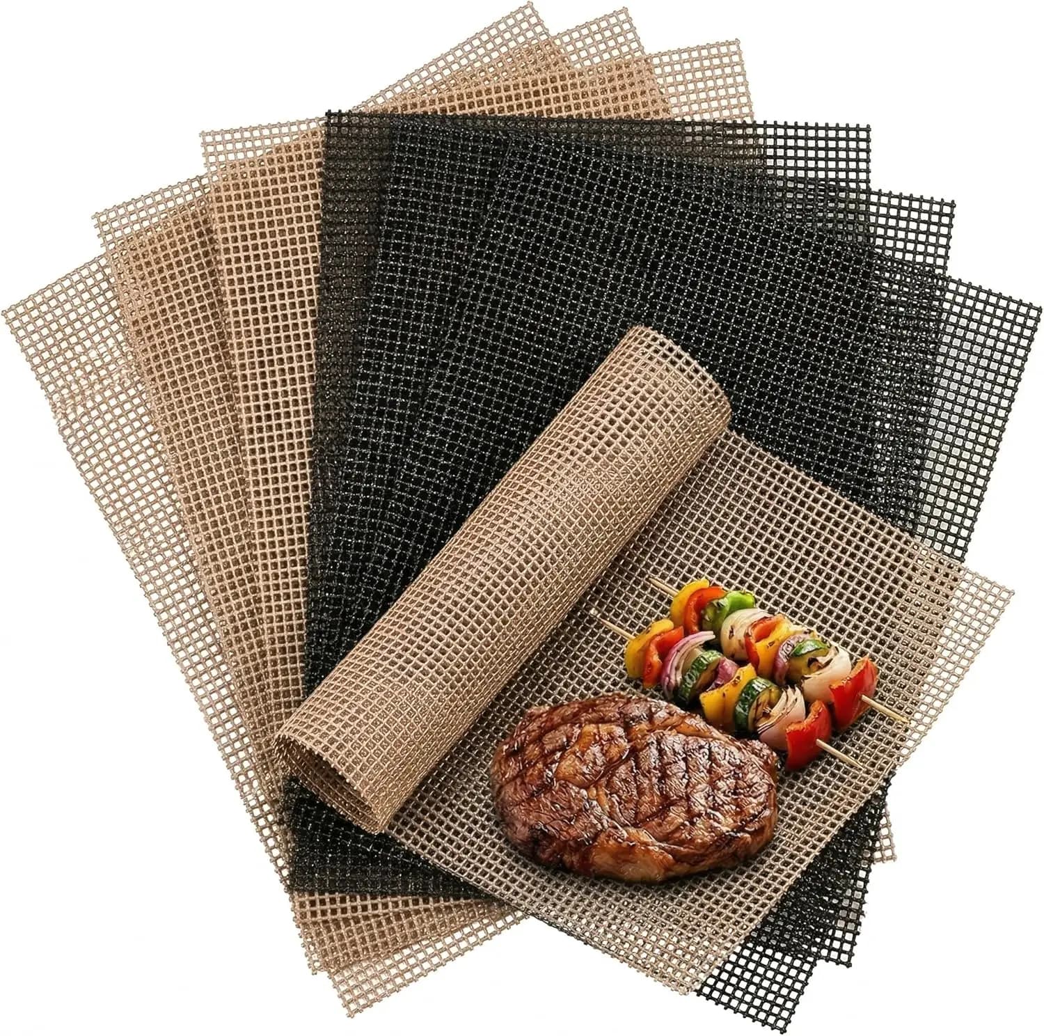 6 Pack Non-Stick Grill Mesh Mat 15.75 x 13 Inches Compatible with Gas Charcoal Pellet and Smoker Grills