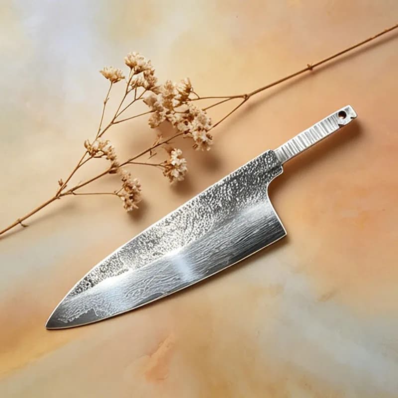 Coltello Deba da 8,3 Pollici con Lama a Doppio Taglio, Realizzato a Mano in Acciaio Damasco con Anima in Polvere, Coltello da Cucina Occidentale Senza Manico