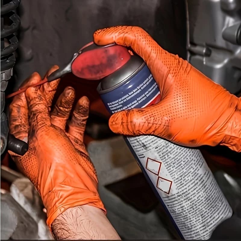 Confezione da 30 (15 paia) di guanti in nitrile arancioni con texture a diamante in rilievo, adatti per riparazioni auto, uso all'aperto, pulizia della cucina e della casa, e versatili per molteplici scenari di pulizia