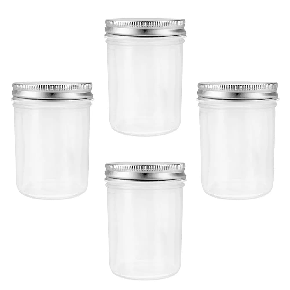 4Pcs Fruit Jam Canning Jars Multi-Functional Sealing Containers Transparent Airtight Glass Storage Bottles for Kitchen Food