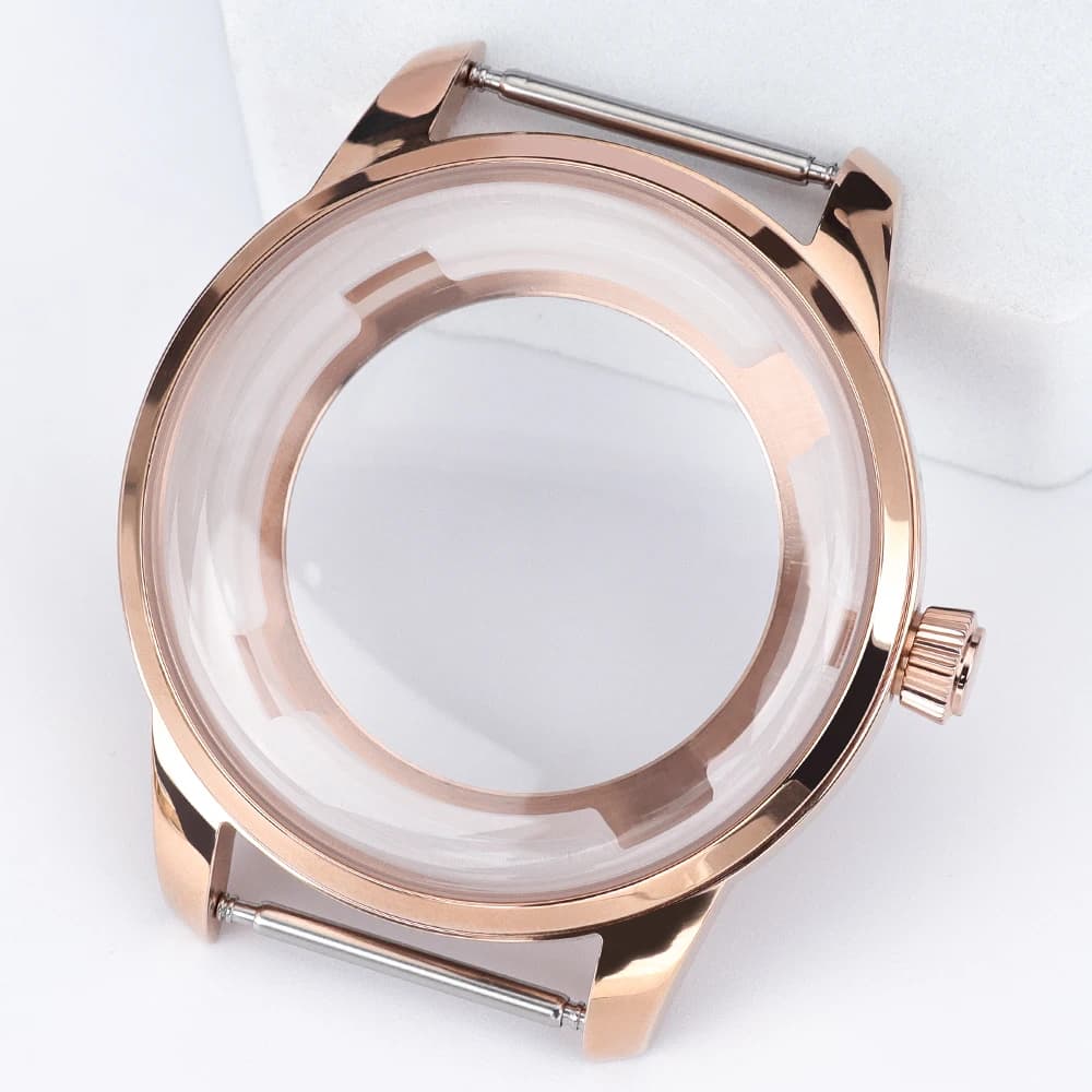 40MM 33MM Rose Gold Cocktail Time Mineral Bubble Glass Presage Case for Seiko NH34 NH38 4R 7S26 Watch Repair StainlessSteel Part