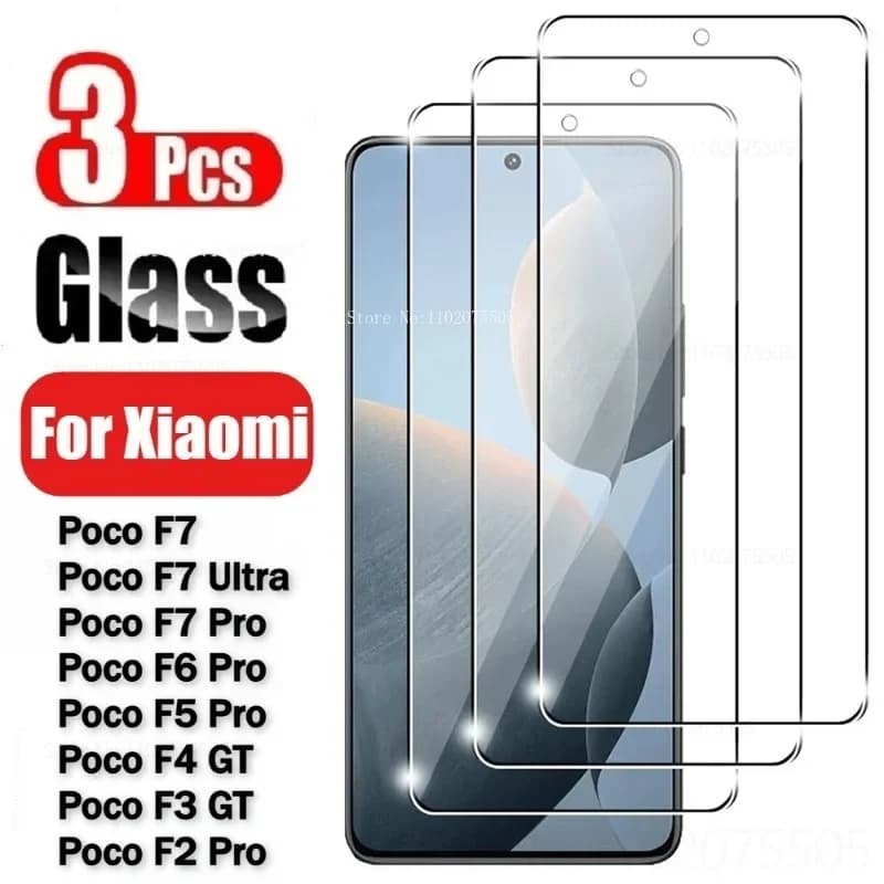 3 pezzi HD vetro temperato trasparente per Xiaomi Poco F7 Ultra F5 F6 F7 Pro F3 F4 GT protezione schermo per Poco X7 X6 X5 Pro X4 X3 GT NFC