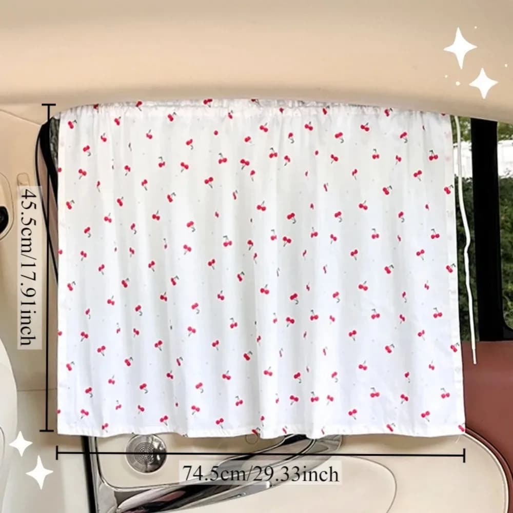 Print Cartoon Car Side Window Curtain Polyester Semi Blackout Suction Cup Universal Vehicle Baby UV Block Lovely Car Decor