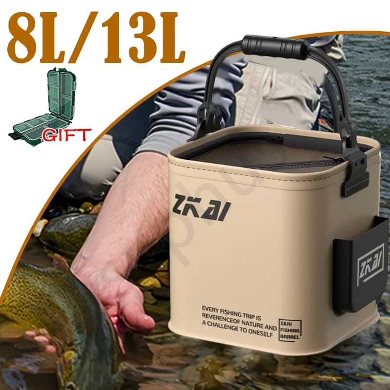 Secchio da pesca pieghevole da 8L/13L Secchio portatile pieghevole multiuso con coperchio per picnic da campeggio all'aperto