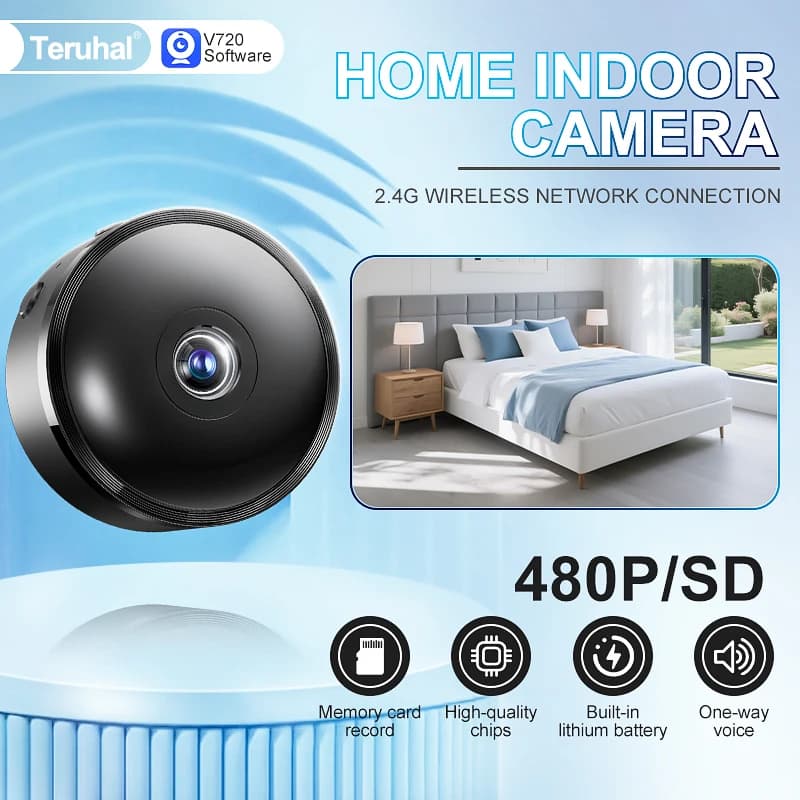 Mini Telecamera Wireless per Sicurezza Domestica, Registratore Video HD per Interni, Telecamera IP, Telecamera CCTV, Telecamera per Animali Domestici, Baby Monitor