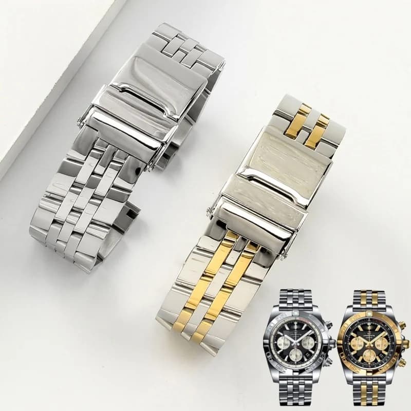 20mm 22mm 24mm Solid Stainless Steel Watch Strap For Breitling Navitimer Chronomat Superocean Heritage Band Premium Man Bracelet