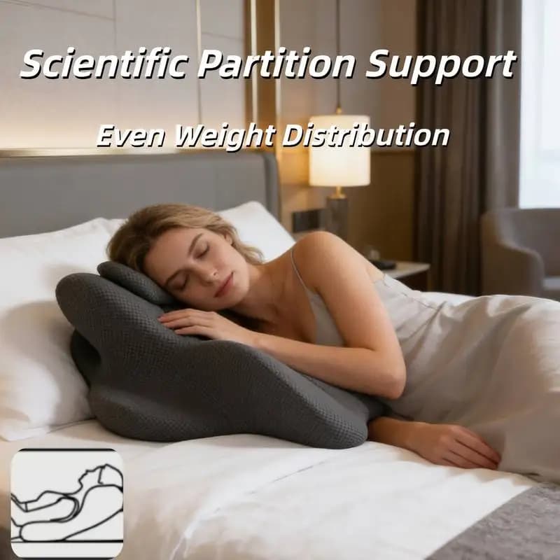 Cuscino Ergonomico Regolabile per Supporto Lombare, Cuscino in Memory Foam per Letto e Supporto per Dormire di Lato 3-in-1