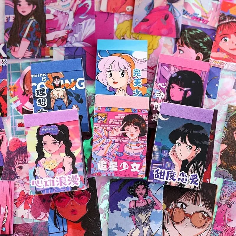 50 fogli stile giapponese cartone animato ragazza adesivo decorativo libro carino manuale Scrapbooking materiale etichetta diario diario Planner