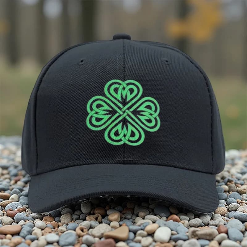 2026 Four-Leaf Clover Print Adjustable Snapback Trucker Hat - Unisex Lightweight Baseball Cap Suitable for Men & Women, Outdoor,