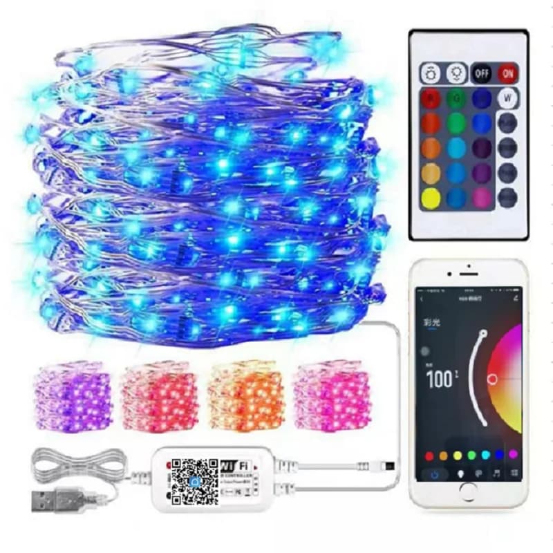 10M USB Voice Control Tuya WIFI RGBCW Smart filo di rame String Fairy Led luci natalizie per la decorazione di matrimoni e giardini
